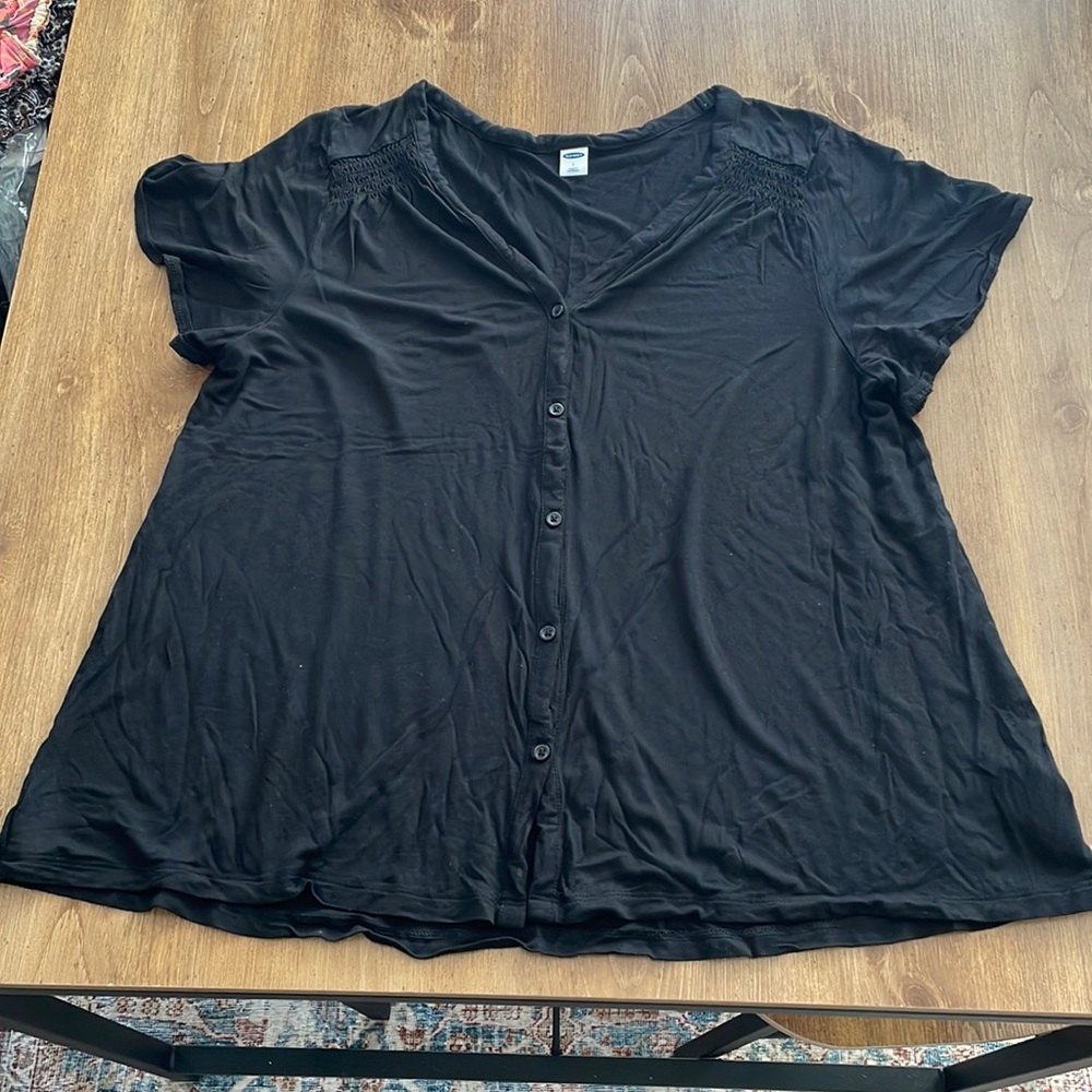 Old Navy Black Button Down T-Shirt